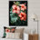 Corail méticuleusement rendu fleurs d'hibiscus encadré sur toile