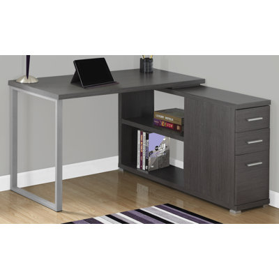 Bureau d'ordinateur d'angle en forme de L en métal, pour le travail, un bureau personnel ou un ordinateur portable Leicester
