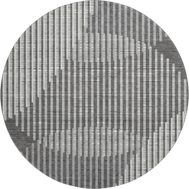 Premium Machine Washable Corum AMF1001 Circles Rug, Round 8'