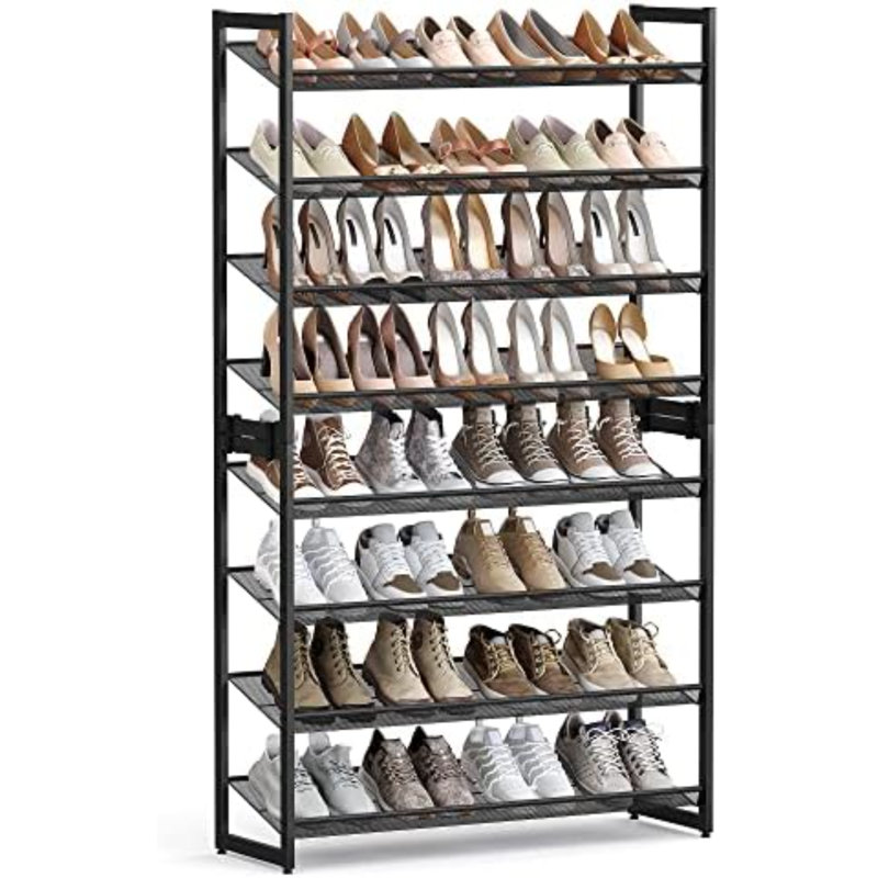 Shoe Rack, 8-Tier Shoe Organizer, Metal Rack For Garage, Set Of 2, 4-Tier Stackable Shelf, With Adjustable Flat Or Angled Shelves, 32-40 Pairs, Ink Black