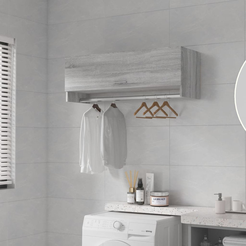 Ayanle 1 Door Wardrobe, 35cm H x 100cm W x 32.5cm D, Grey Sonoma