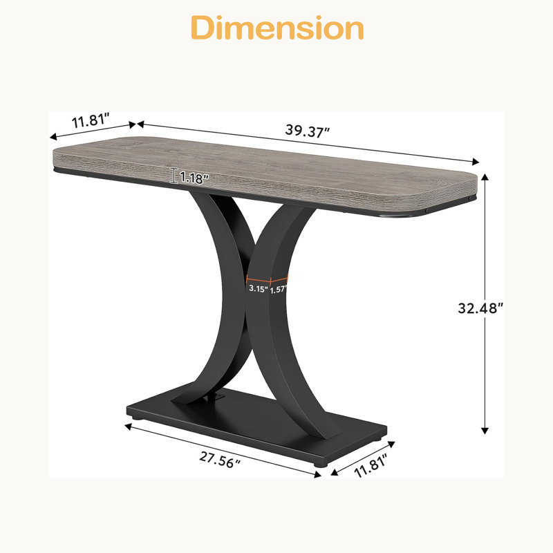 Compact Console Table,Modern Industrial Style Entryway Foyer Table,Sturdy Sofa Table