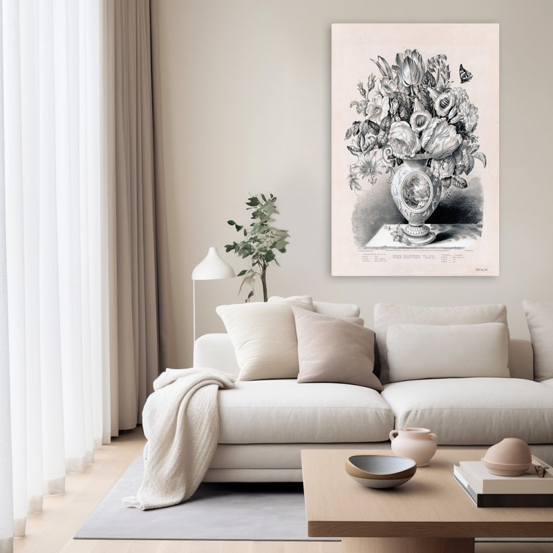 «The Flower Vase», art botanique rétro, H 60 po x l 40 po