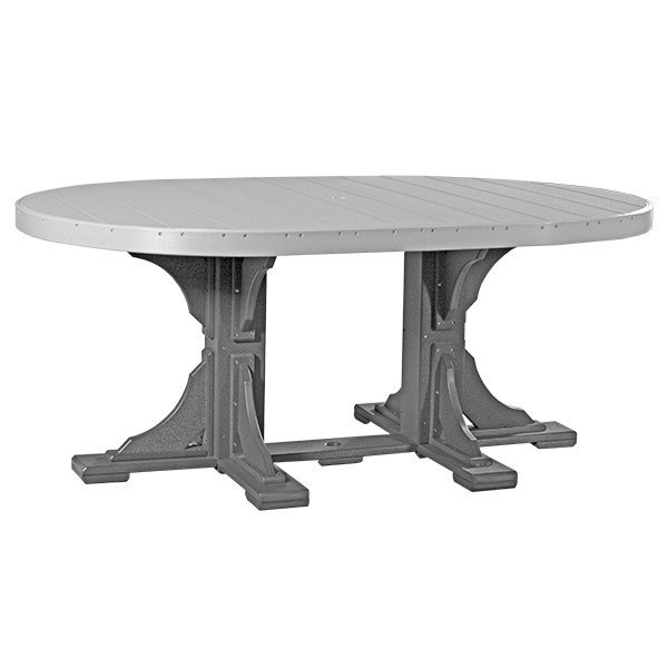 Table ovale Pelagius, H 36,25 po x l 72,5 po x P 48 po, Gris colombe, Ardoise