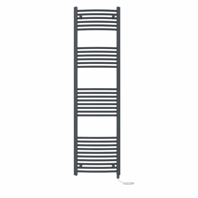 Cioffred Curved Towel Rail Heated Towel Rails, 180cm H x 50cm W x 5.2cm D, Anthracite
