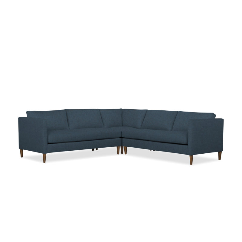 Clifford 3 - Piece Upholstered L-Shape Sectional, Zuma Navy Textured Linen
