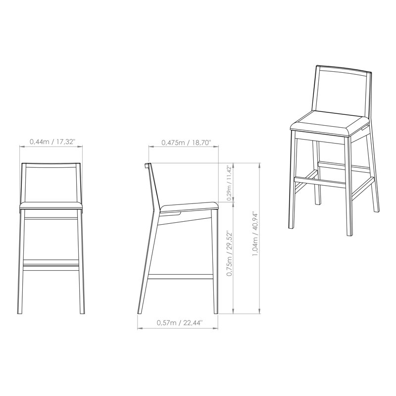 Mag Cane Bar & Counter Stool, Bar Stool (29.5" Seat Height), Alabaster/Ebano/Natural