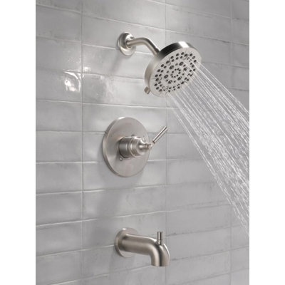 Saylor 14 Series Bathtub and Shower Faucet Set, Brushed Nickel Shower Head and Handle Set, Valve Trim Kit, Stainless (Valve Not Included)