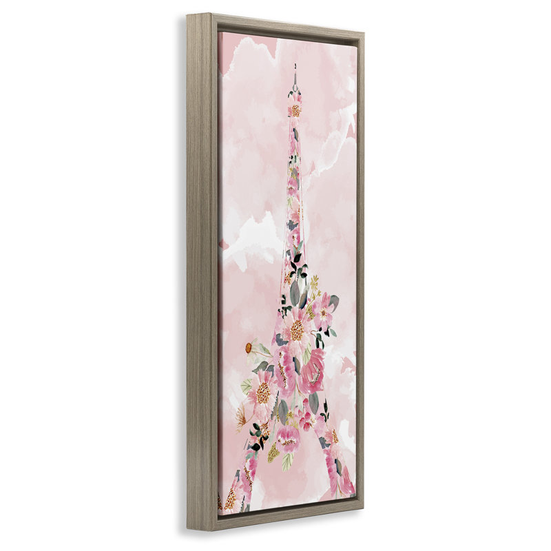Art floral sur toile Floater encadré à motif floral Tour Eiffel par Kim Allen, H 25 po x l 11 po