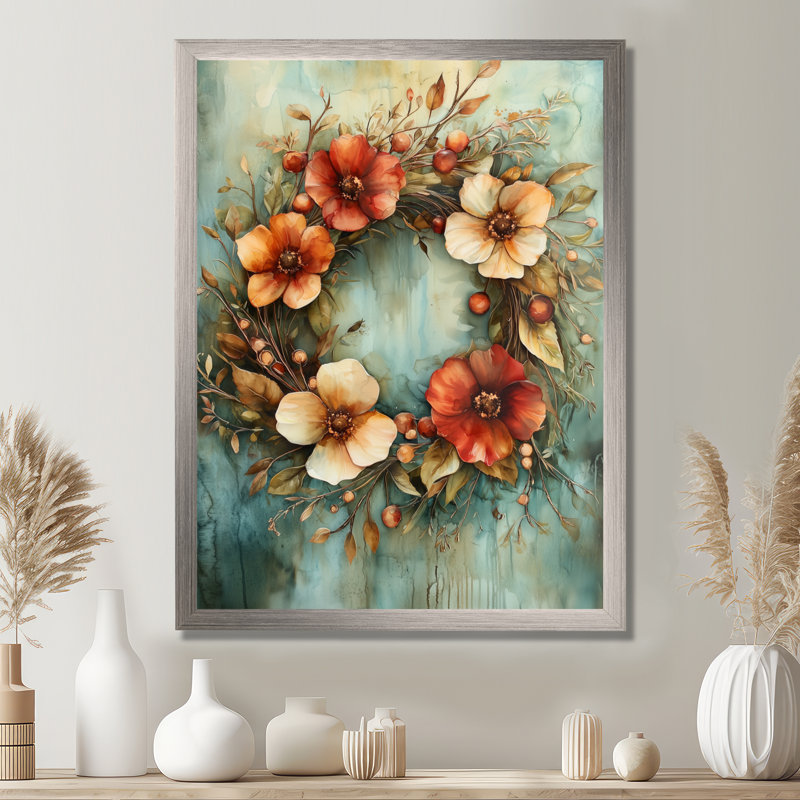 Garner - Floral Canvas Art Print, Argent, H 40 po x l 30 po, Reproduction encadrée sans passe-partout