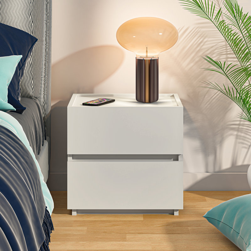 Stackable 2-Drawer Dresser, Multi-Purpose Storage Closet Cube for Bedroom, Storage Cabinet for Entryway, Nightstand Sofa Beside Table Drawer Chest, 15.8 in, White