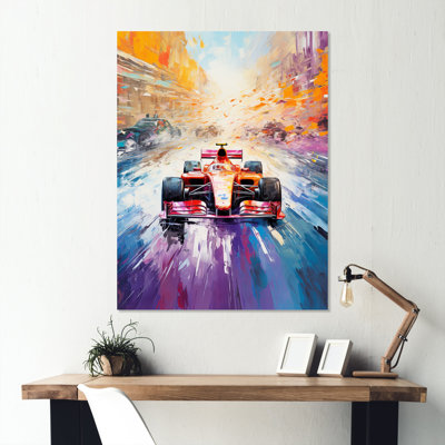 Popart Formule voiture sur la piste de course III - Art mural en métal