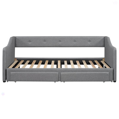 Twin XL To King Size Upholstered Daybed With Two Drawers