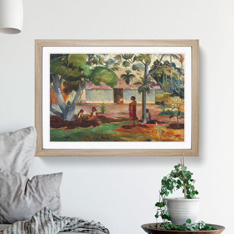 The Large Tree by Paul Gauguin - Picture Frame Painting, 27cm H x 36cm W x 2cm D, Oak