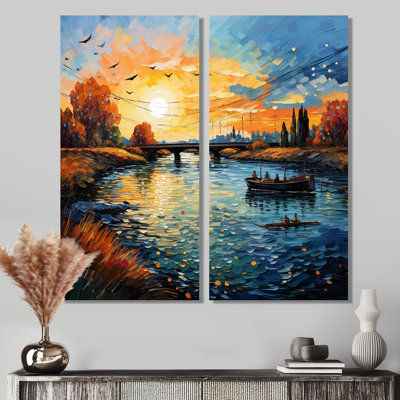 Vangogh, le pont à Arles II - art mural traditionnel sur toile 2 panneaux