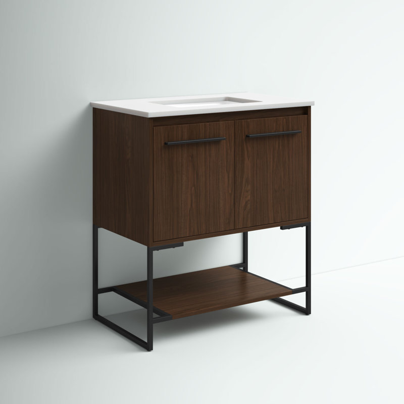Ensemble de meuble-lavabo simple 30 po Rozell, Noyer