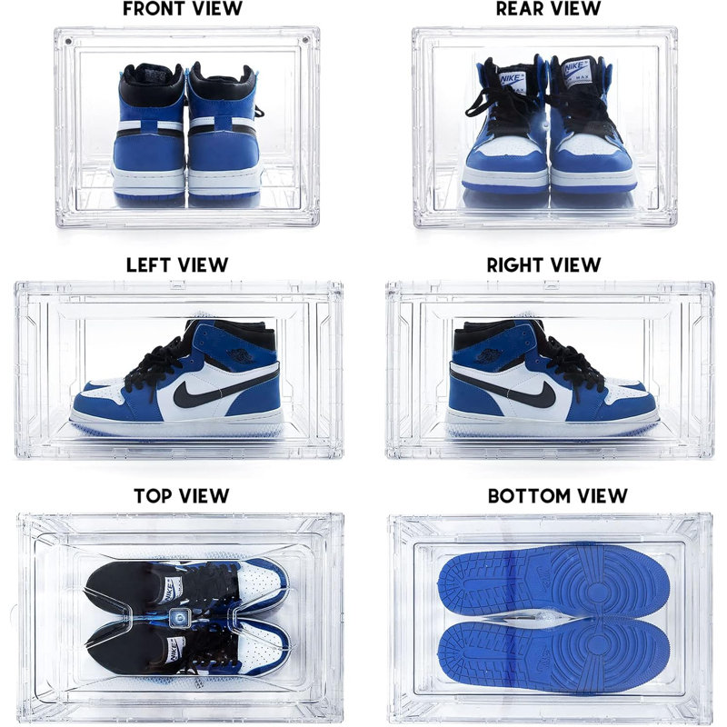 Paquet de 12 boîtes à chaussures en acrylique ultra transparentes avec porte magnétique