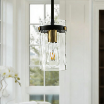  Levona 1 - Light 5.1" Wide Pendant with Hammered Glass for Kitchen Island