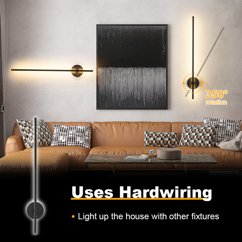 Betti Dimmable Aluminum LED Wall Sconce with 350 Degree Rotation, Black, 31.5" H x 4.72" W x 3.74" D