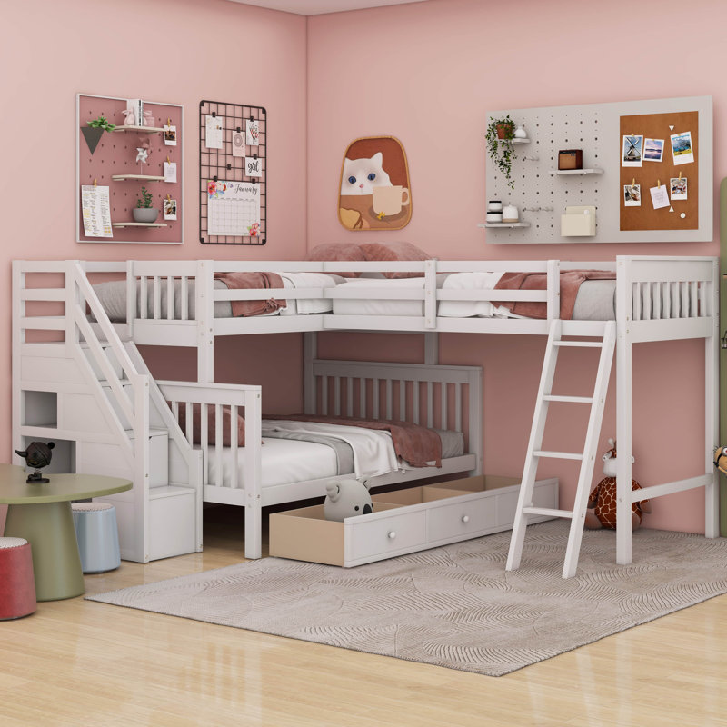 Kids Twin Over Full Bunk Bed, White