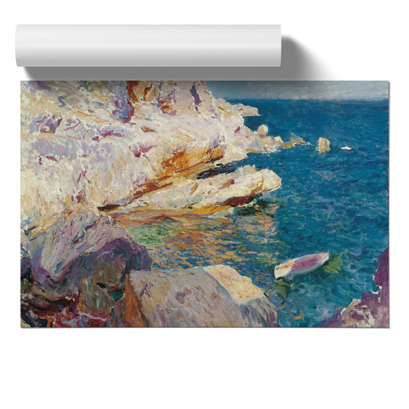 Sea Cliffs by Joaquin Sorolla Y Bastida - No Frame Painting, 42cm H x 59cm W x 0.1cm D