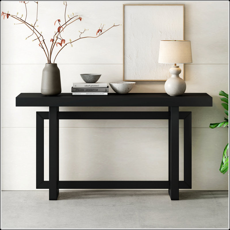 Contemporary Console Table with Wood Top, Extra Long Entryway Table for Entryway, Hallway, Living Room, Foyer, Corridor