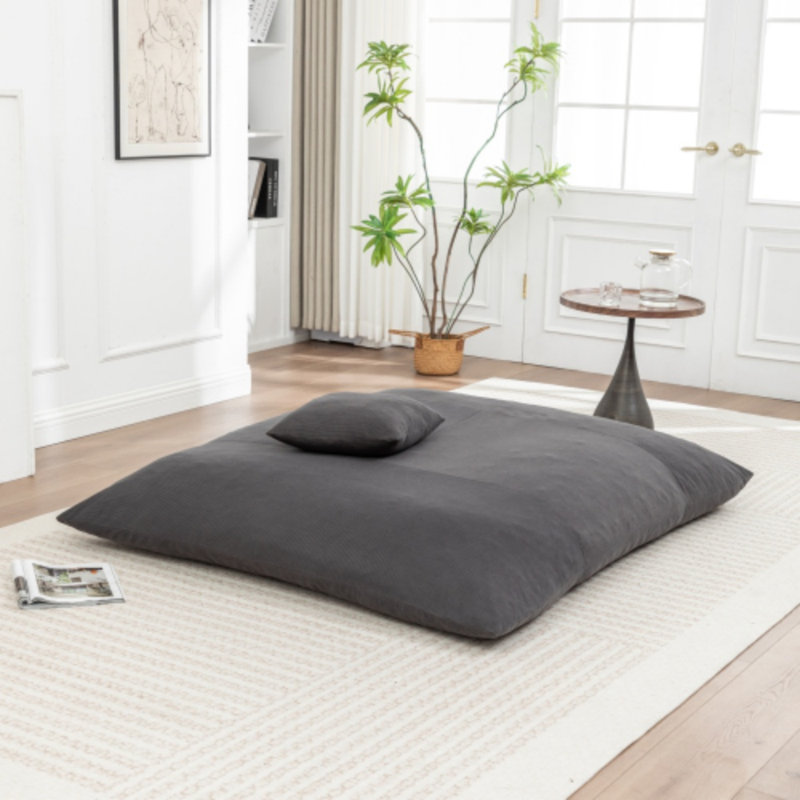 Floor Bean Bag Chair, Lounger For Adults & Kids, For Living Room, Balcony & Entertainment Spaces, Gray Corduroy
