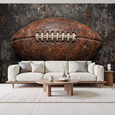 Peel and Stick Wallpaper Vintage Worn Leather American Football Rustic Surface Wall Murals 69"H x 96"W Removable PVC Wall Paper Self-Adhesive Wall Decor for Bedroom Living Room Home Office