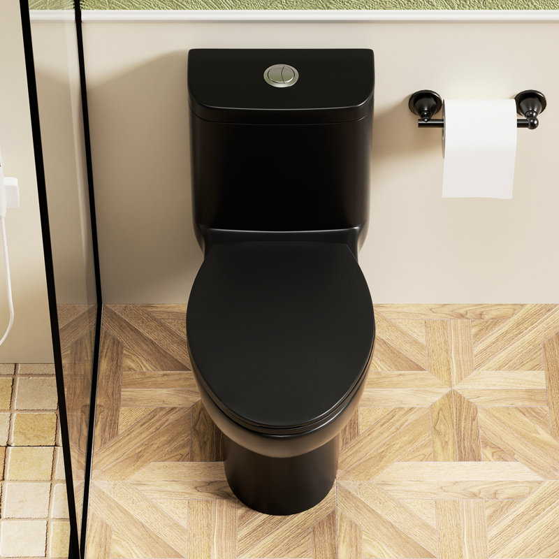 Toilette puissante à double chasse 1,1 / 1,6 avec chasse d'eau Tornado, conforme, siphonique, cuvette sans rebord et siège mat à fermeture douce moderne à une hauteur, cuvette, certification matte à fermeture en douceur