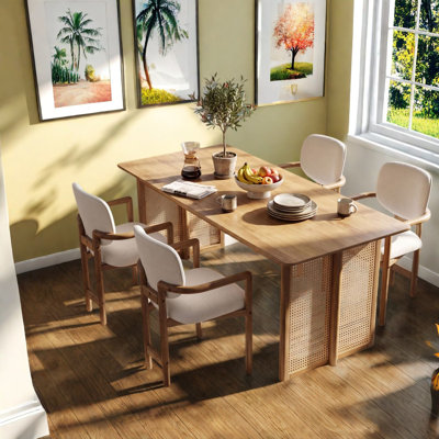Spacieux ensembles de tables de salle à manger en rotin de bois naturel (doivent inclure à la fois la table et la chaise)