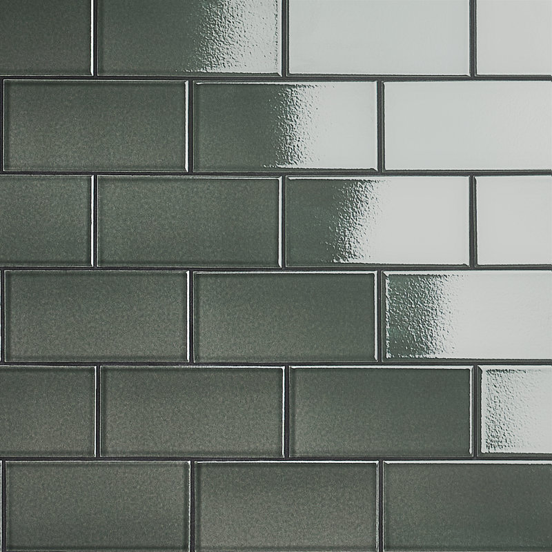 Gondola 3.93 in. x 7.87 in. Crackled Polished Ceramic Wall Tile (10.76 Sq. Ft./Case), Ash Gray