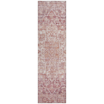 Machine Washable Indoor/Outdoor Xhevrie Paprika Rug