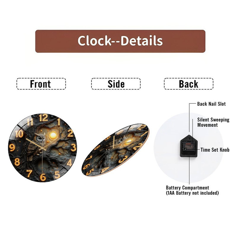 Horloge murale hibou