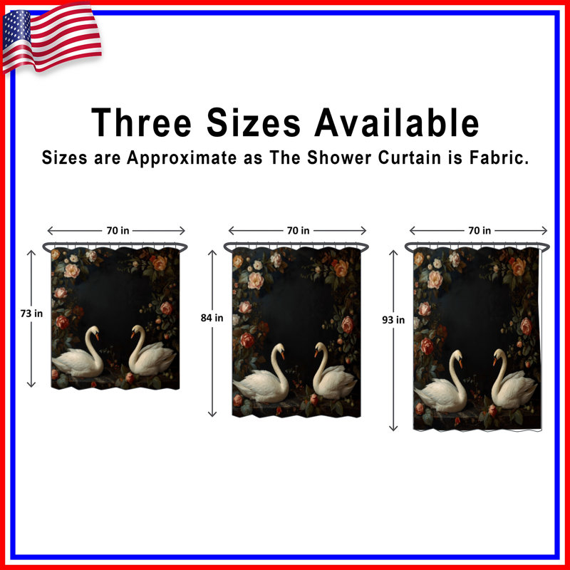 Rideaux de douche White Swans, L 70 po x H 72 po