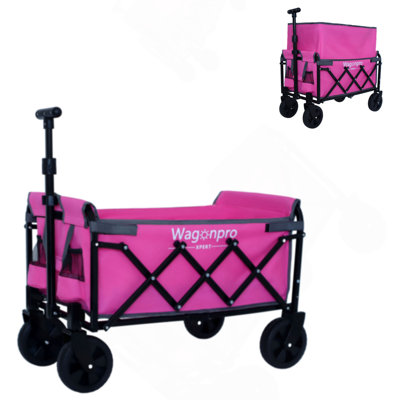 Expandable Dual-Layer Utility Wagon with 100% Extra Space - 225lbs Grocery Cart for Camping, Shopping, Sports, Gardening, Fishing