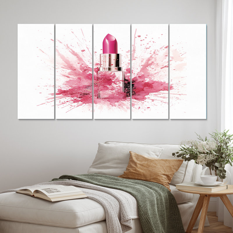Beauté mondiale, glamour rose, II, reproduction d'art sur toile, 5 panneaux égaux