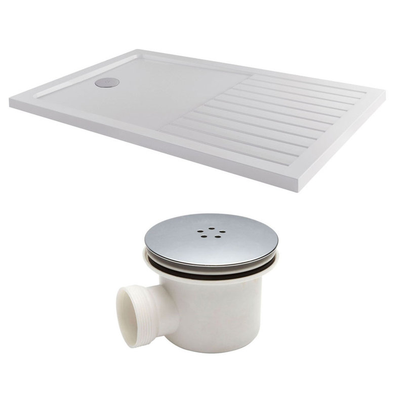  Stone Resin Shower Tray – White, 4.5cm H x 80cm W x 170cm D