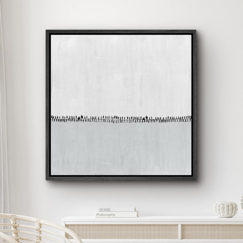 «Geometric Duotone Grey Landscape», reproduction sur toile flottante, Cadre noir, H 16 po x l 16 po x P 1,5 po