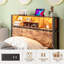 Twin Size Bed Frame With Storage Headboard, Metal Platform Bed With Charging Station, Bookcase Storage, Easy Assembly