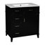 Armoire de salle de bain 30 po, lavabo en céramique, tablette réglable, 3 tiroirs à fermeture en douceur, bois massif noir, meuble-lavabo moderne 30 po avec lavabo, fonction, tablettes, armoire,