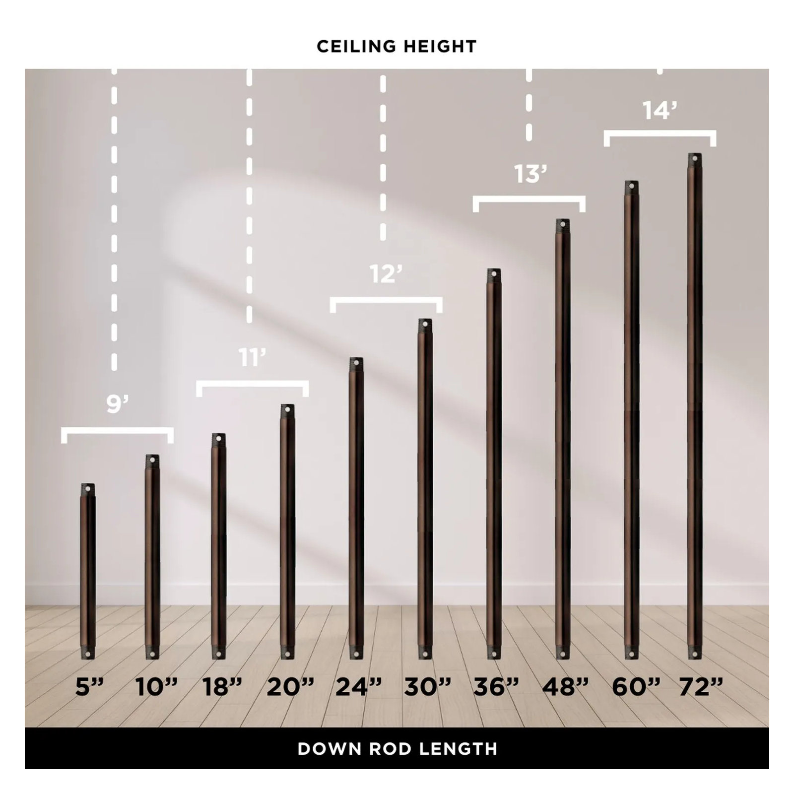 56'' 3 Blade Ceiling Fan, Walnut Tone, Matte Black