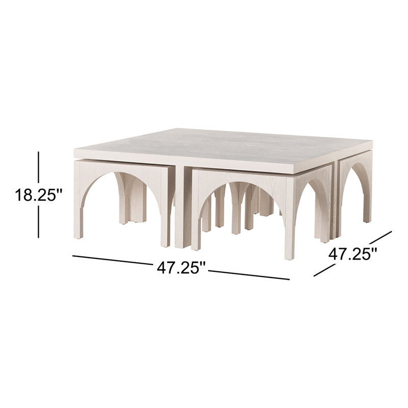Amara Nesting Coffee Table, Off White Oak Solid