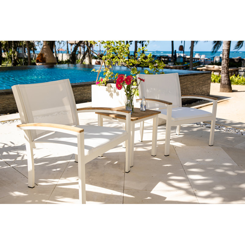 Soho 20" Teak Aluminum Outdoor Tall Square Side Table, White