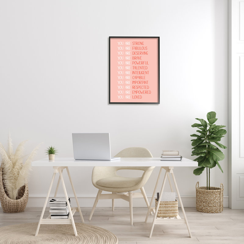 "You Are Positivité", art textuel sur toile, H 30 po x l 24 po x 1,5 po, Giclée encadrée noir minuit