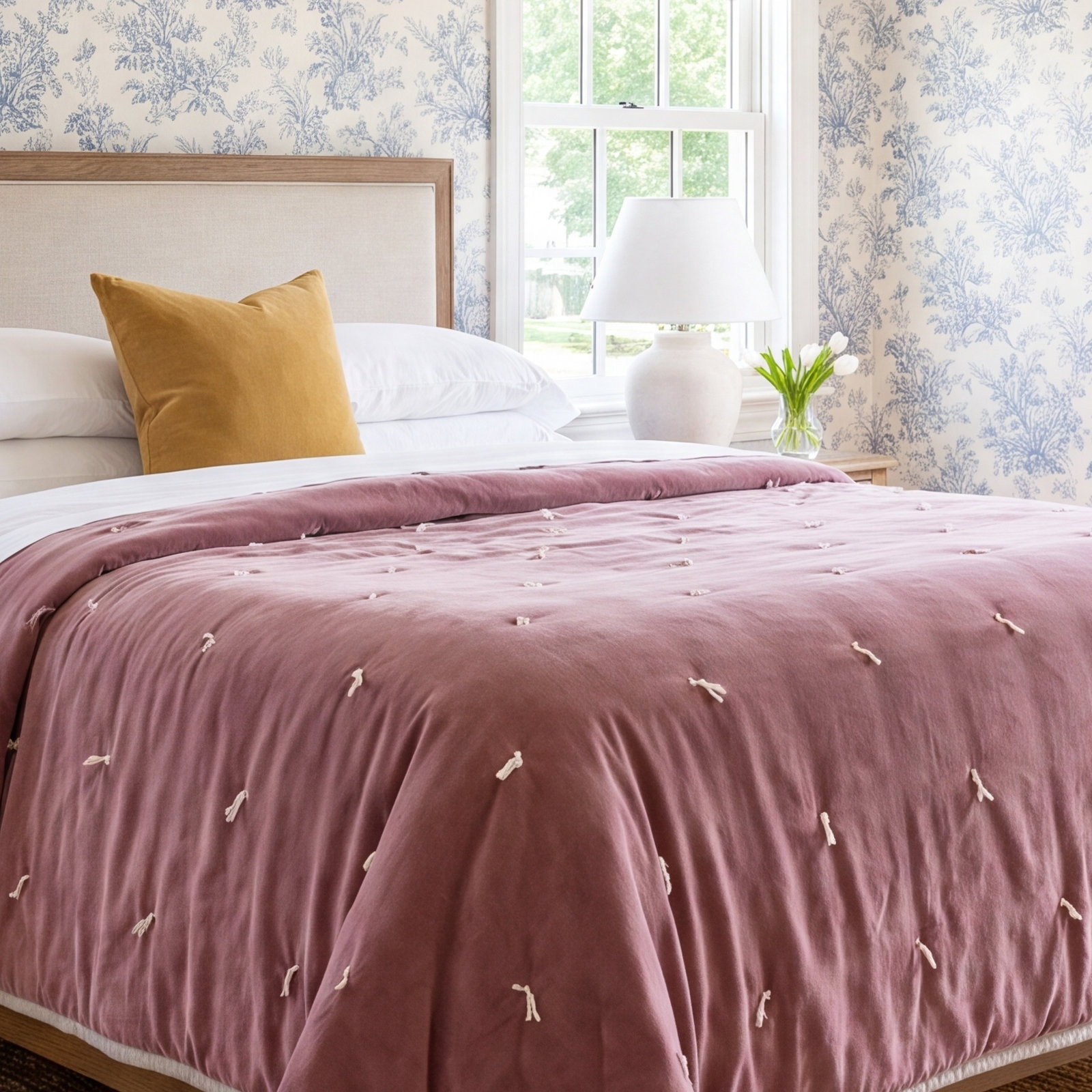 Geoff Velvet Quilt Set, Blush, Twin Quilt