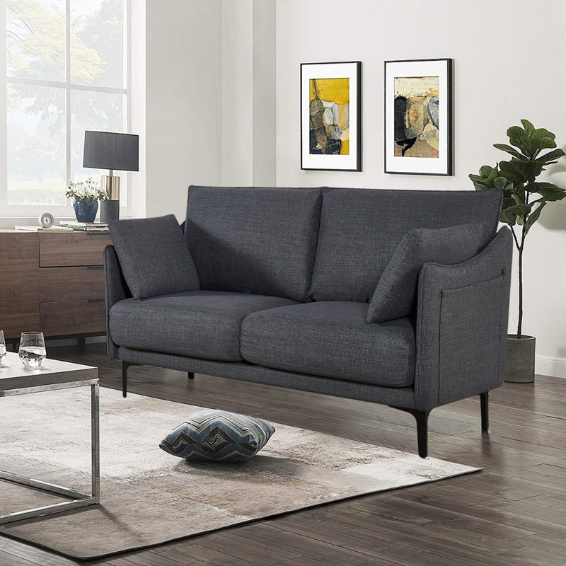 Canapé 2 places en tissu Loveseat, Noir