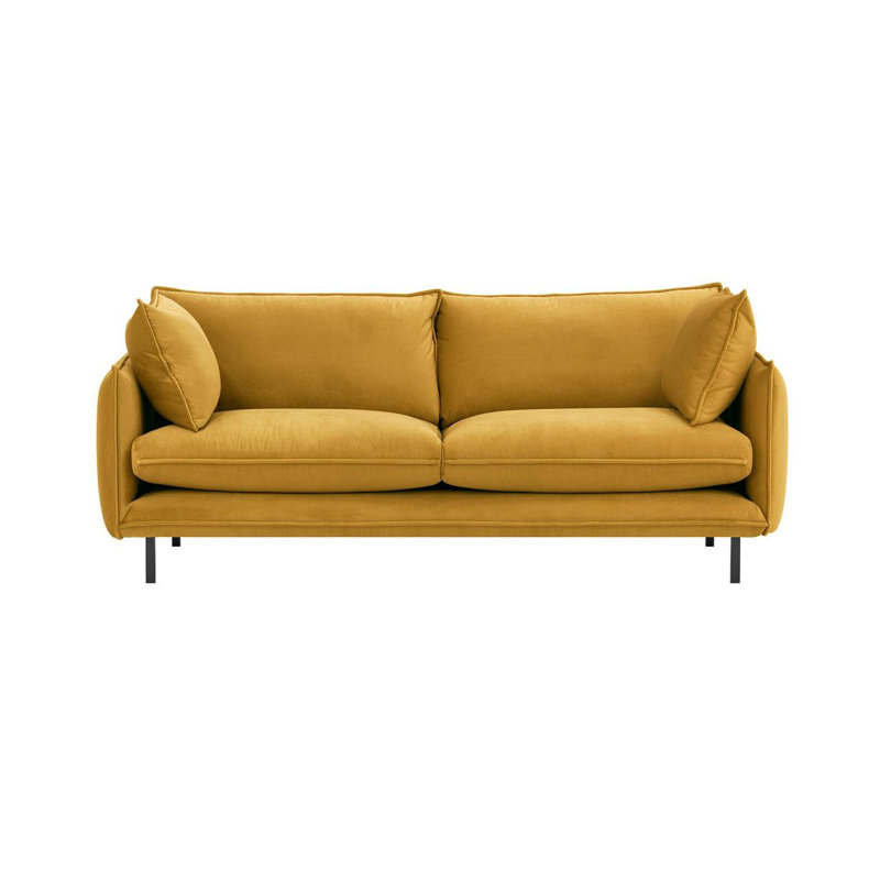 Neshay 3 Seater Velvet Sofa, Yellow