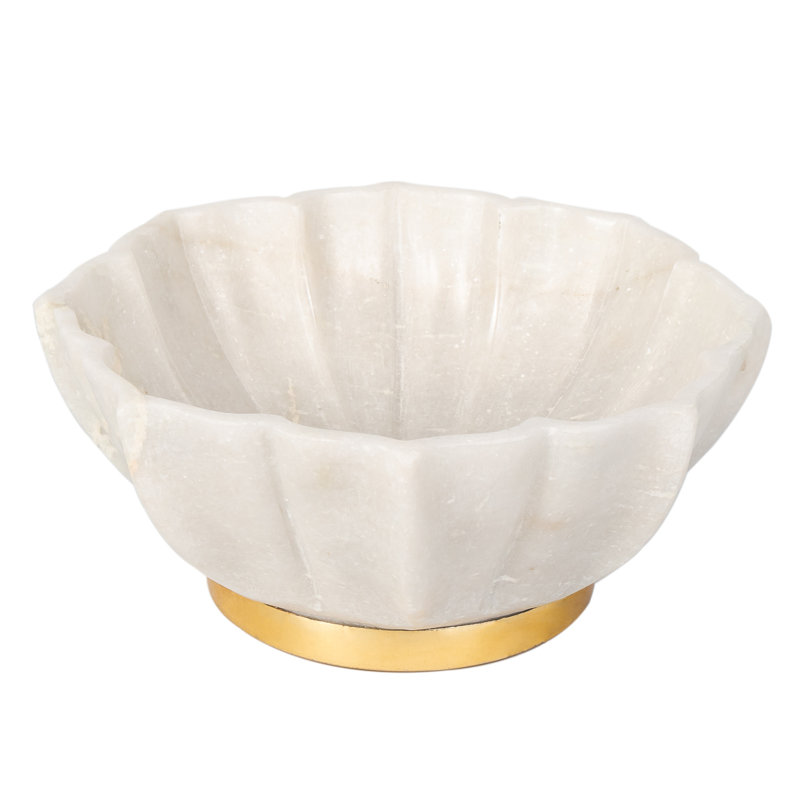 Classic White Marble Bowl with Stand, 7.5"