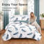 Ensemble de 9 pièces comprenant un couvre-lit et des rideaux matelassés bleu sarcelle à motif plumes, avec 6 panneaux indépendants filtrant la lumière-136866075