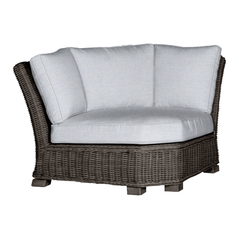 Rustic Woven Sectional Corner, Rollo Silver InsideOut® Linen, Welt, Black Walnut